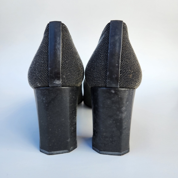 Stuart Weitzman Vintage '90s Tweed & Leather Block Heel Loafers - Picture 4 of 8